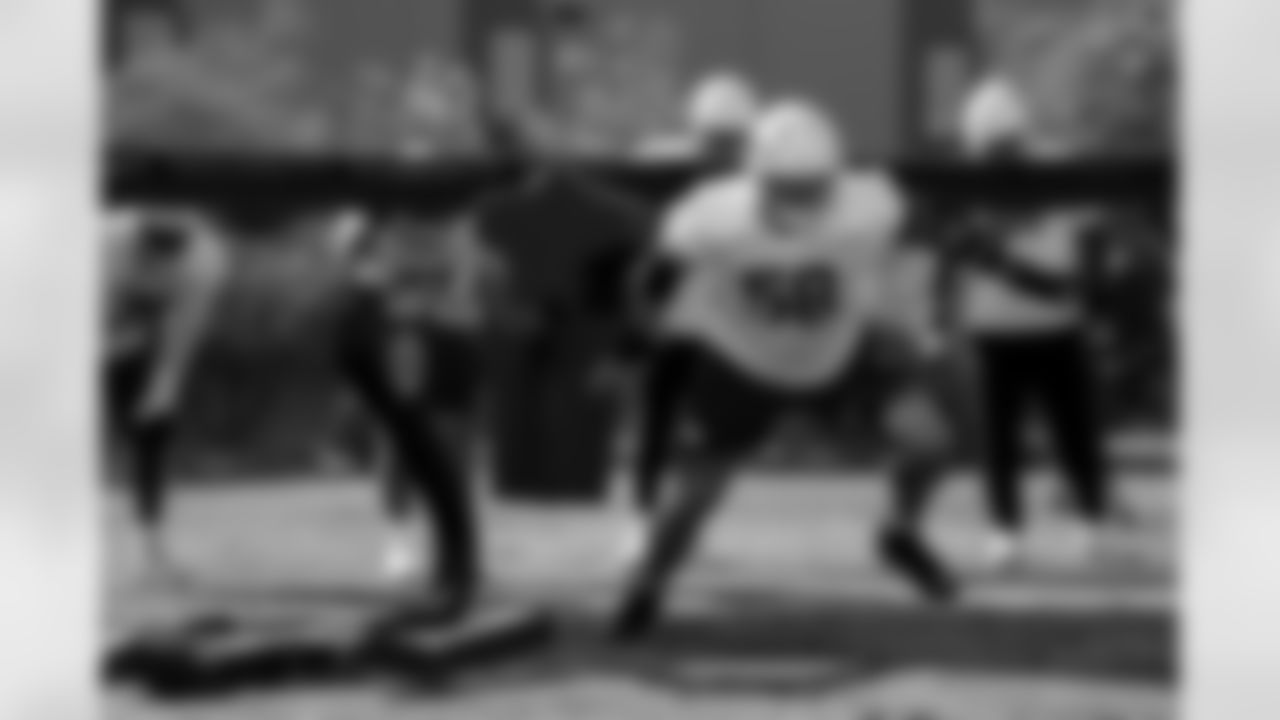 Arizona Cardinals offensive lineman Hayden Conner (58) during practice at the Dignity Health Training Facility on Thursday, Dec. 18, 2025 in Tempe, AZ.