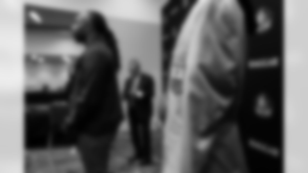 Former Arizona Cardinals wide receiver Larry Fitzgerald gets fitted for his bust, jacket and ring during the Pro Football Hall of Fame Sizing Saturday on Saturday, Feb. 7, 2026 in San Francisco, CA.