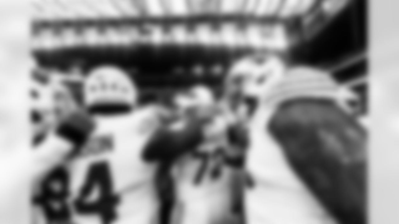 Arizona Cardinals offensive lineman Hjalte Froholdt (72) , Arizona Cardinals defensive lineman Dalvin Tomlinson (94) and Arizona Cardinals offensive lineman Demontrey Jacobs (66) during the Week 15 regular season game between the Arizona Cardinals and the Houston Texans on Sunday, Dec. 14, 2025 in Houston, TX.