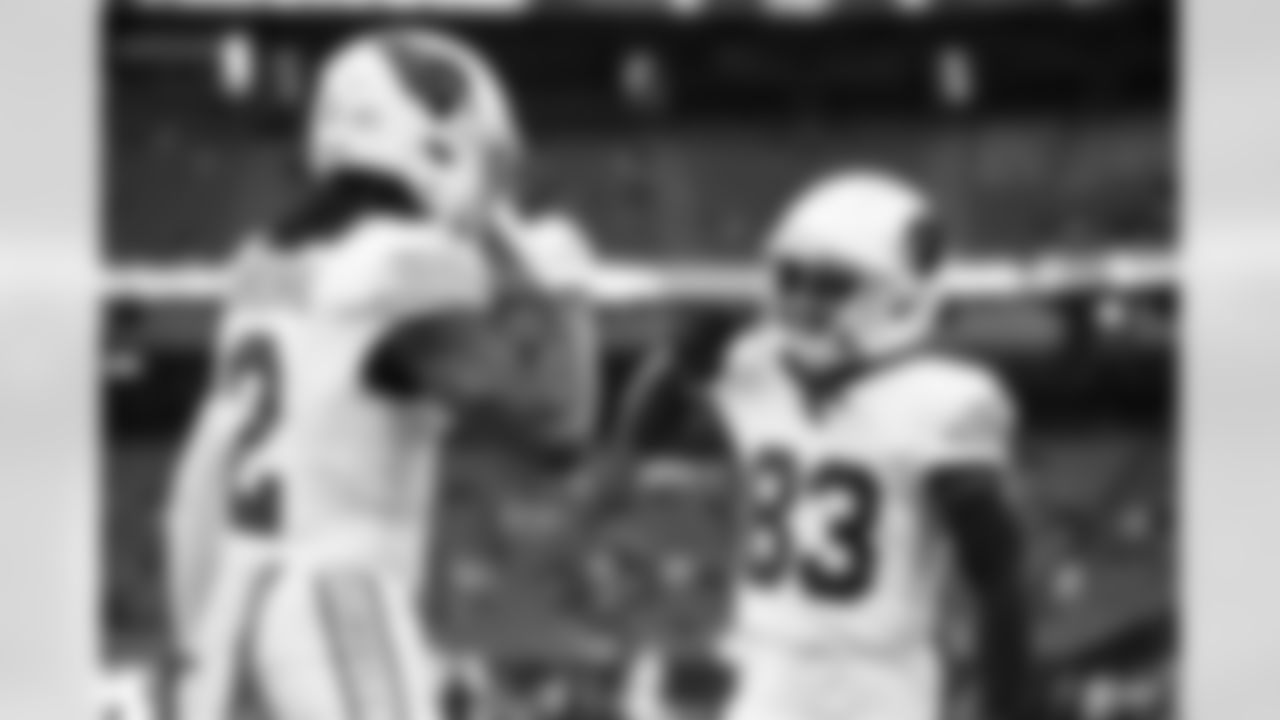 Arizona Cardinals wide receiver Greg Dortch (83) and Arizona Cardinals wide receiver Marquise "Hollywood" Brown (2) during the Week 11 regular season game between the Arizona Cardinals and the Houston Texans on Sunday, Nov 19, 2023 in Houston, TX.
