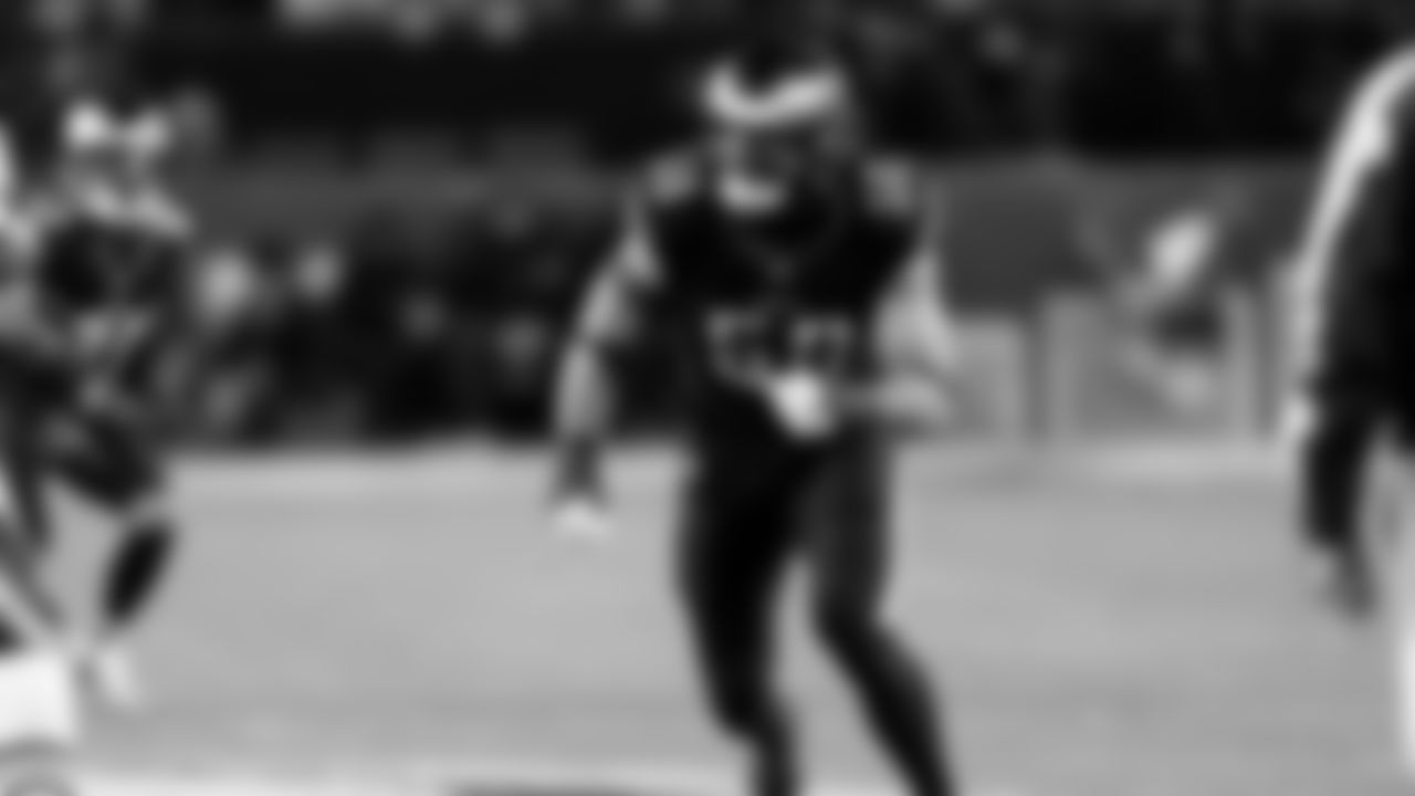 Philadelphia Eagles linebacker Jaelan Phillips in action during an NFL football game against the Chicago Bears, Friday, Nov. 28, 2025, in Philadelphia. (AP Photo/Chris Szagola)