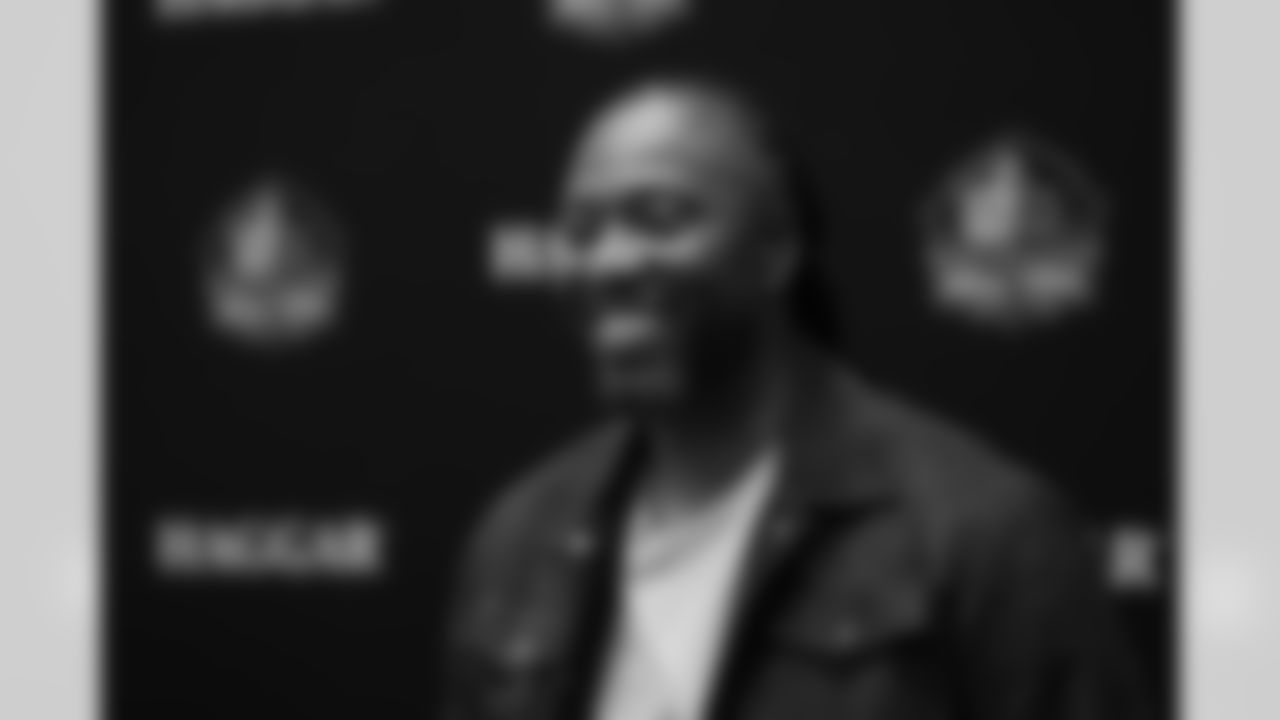 Former Arizona Cardinals wide receiver Larry Fitzgerald gets fitted for his bust, jacket and ring during the Pro Football Hall of Fame Sizing Saturday on Saturday, Feb. 7, 2026 in San Francisco, CA.