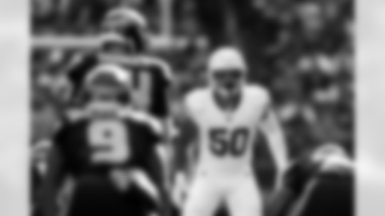 Arizona Cardinals linebacker Cody Simon (50) during the Week 10 regular season game between the Arizona Cardinals and the Seattle Seahawks on Sunday, Nov. 9, 2025 in Seattle, WA.