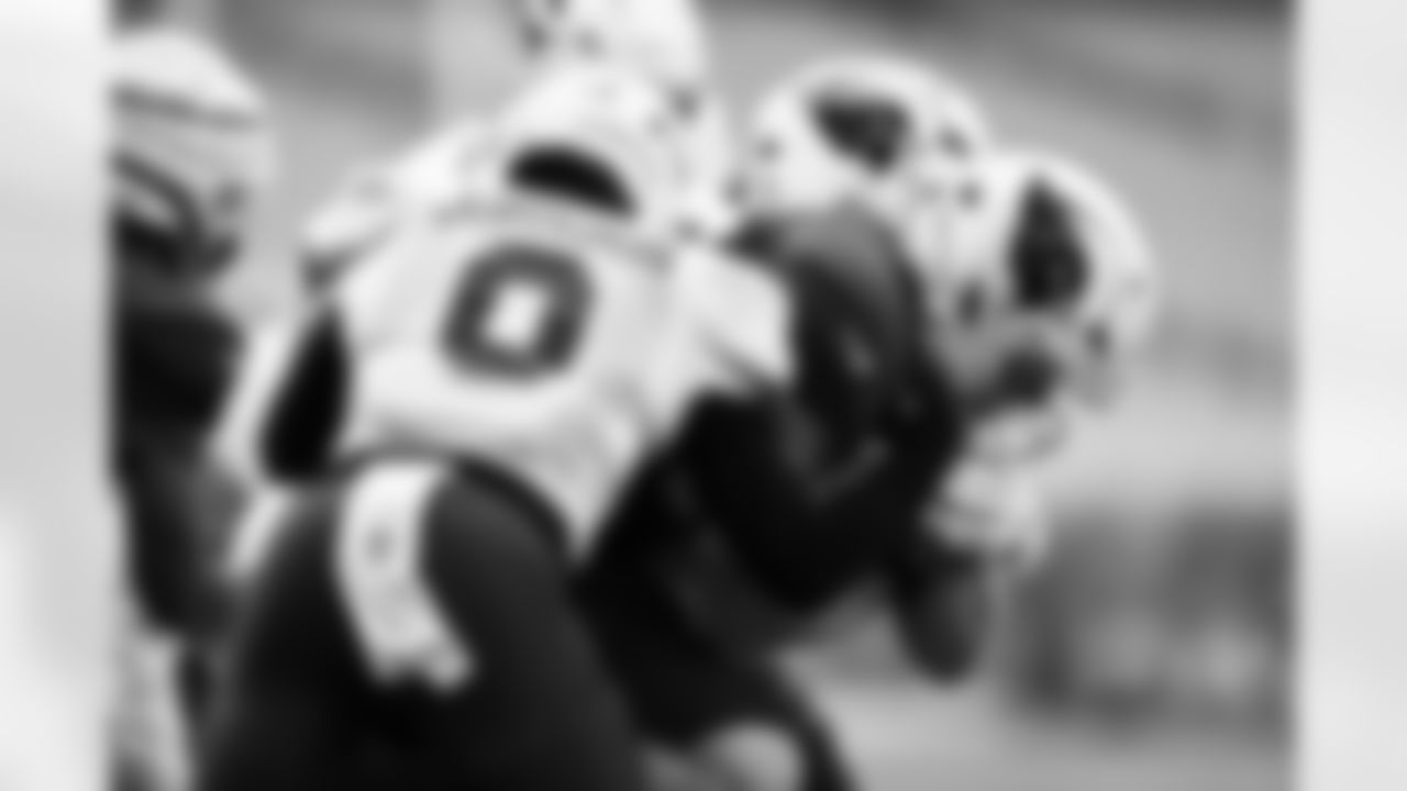Arizona Cardinals tight end Trey McBride (85) and Arizona Cardinals cornerback Will Johnson (0) during 2025 Training Camp on Tuesday, July 29, 2025 at State Farm Stadium.