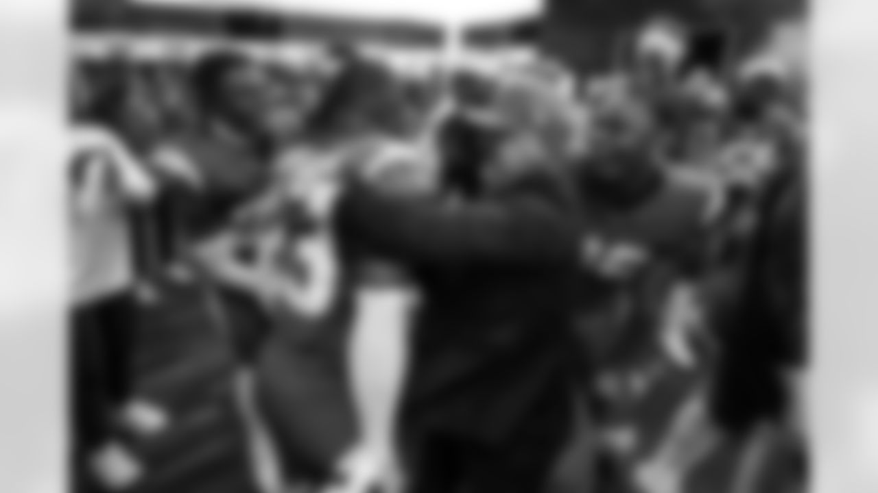 S Tony Jefferson (23), S RJ Mickens (27), General Manager Joe Hortiz and CB Tarheeb Still (29)