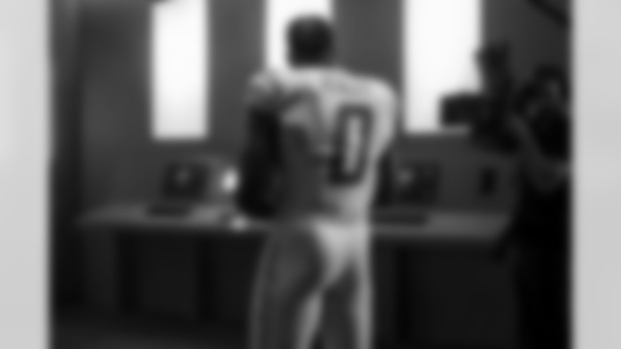 Los Angeles Chargers players pose for photos at the team's annual Media Day on Monday, June 9, 2025 at The Bolt in El Segundo, CA.