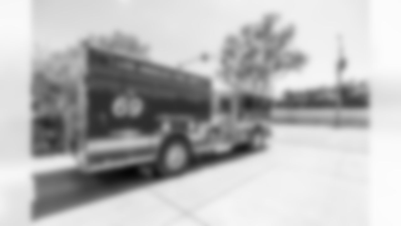 Los Angeles Chargers 2025 first round draft pick Omarion Hampton tours LA on Friday, April 25, 2025 at Los Angeles Fire Department Station 69 in Pacific Palisades, CA.