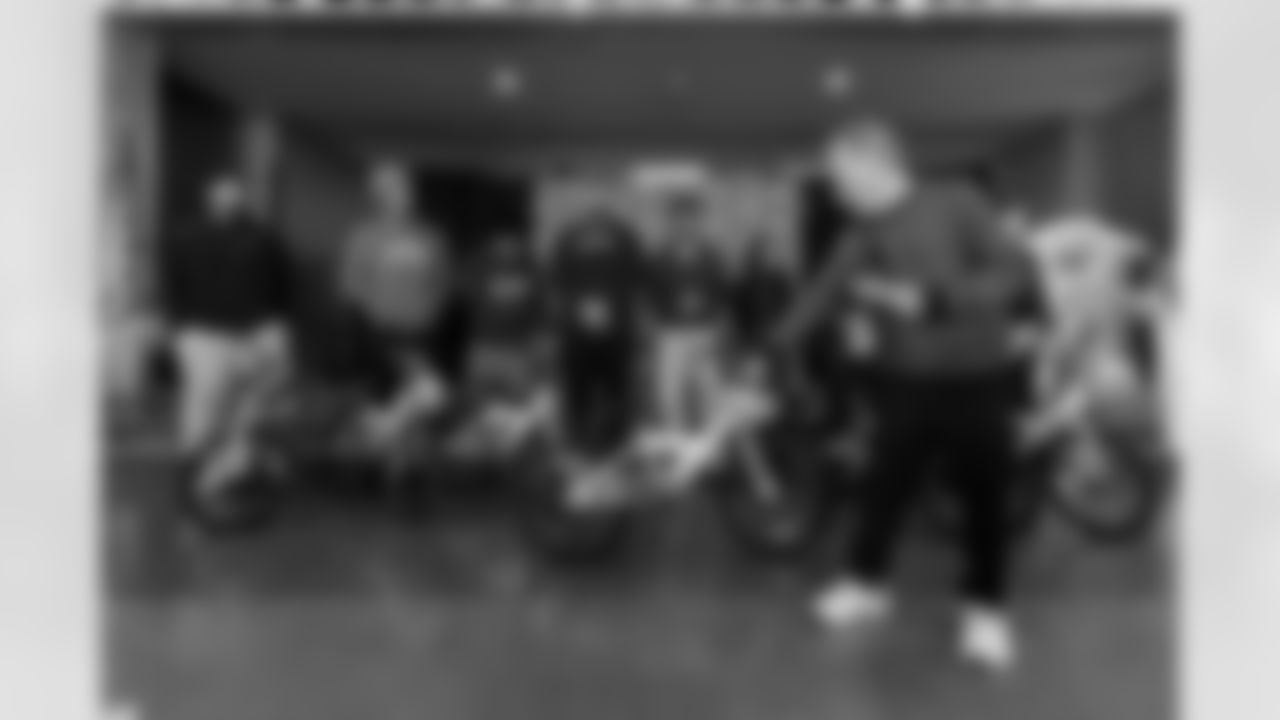 The Los Angeles Chargers host their annual Bikes for Kids event on Monday, December 15, 2025 at Washington Washington Elementary School in Pasadena, CA.