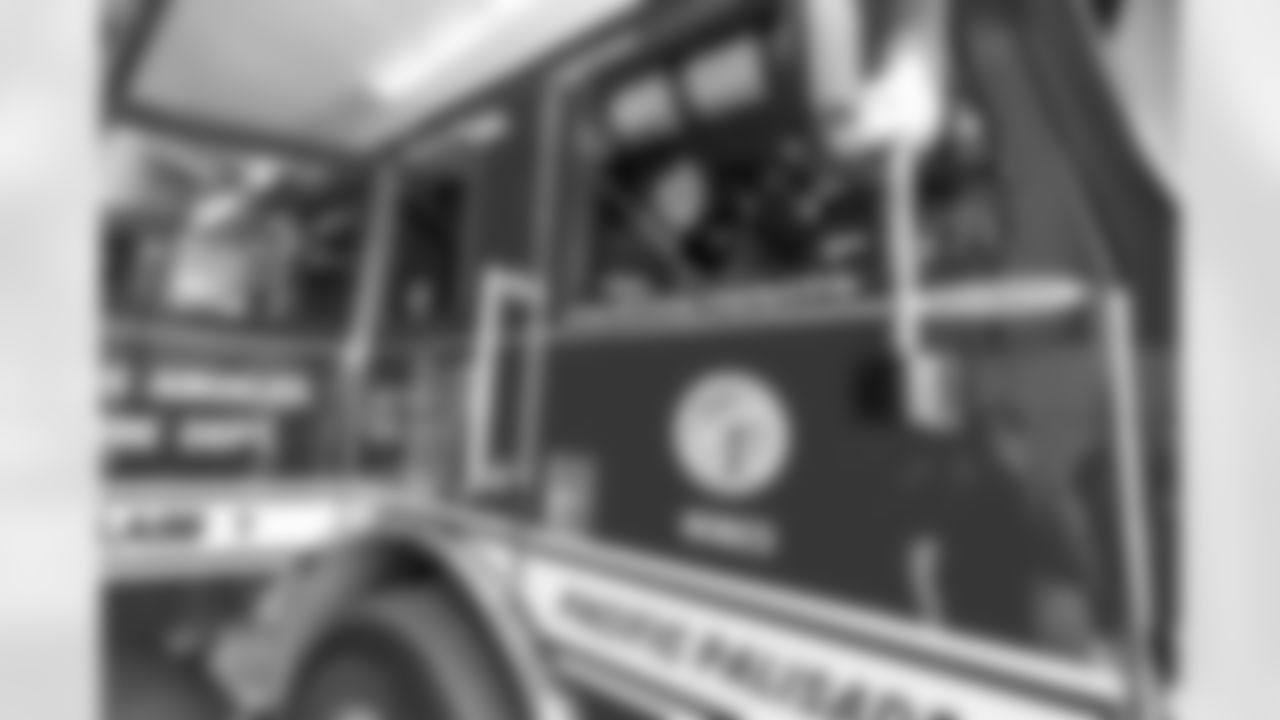 Los Angeles Chargers 2025 first round draft pick Omarion Hampton tours LA on Friday, April 25, 2025 at Los Angeles Fire Department Station 69 in Pacific Palisades, CA.