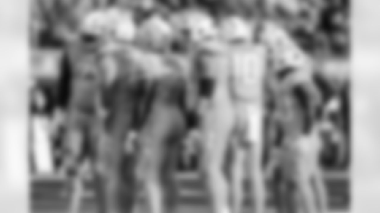 C Bradley Bozeman (75), G Zion Johnson (77), OL Austin Deculus (74), QB Justin Herbert (10) and RB Kimani Vidal (30)