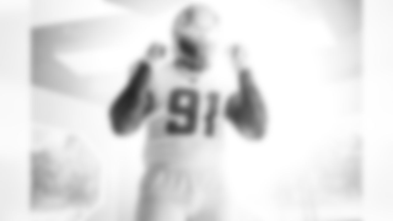 Los Angeles Chargers players pose for photos at the team's annual Media Day on Monday, June 9, 2025 at The Bolt in El Segundo, CA.