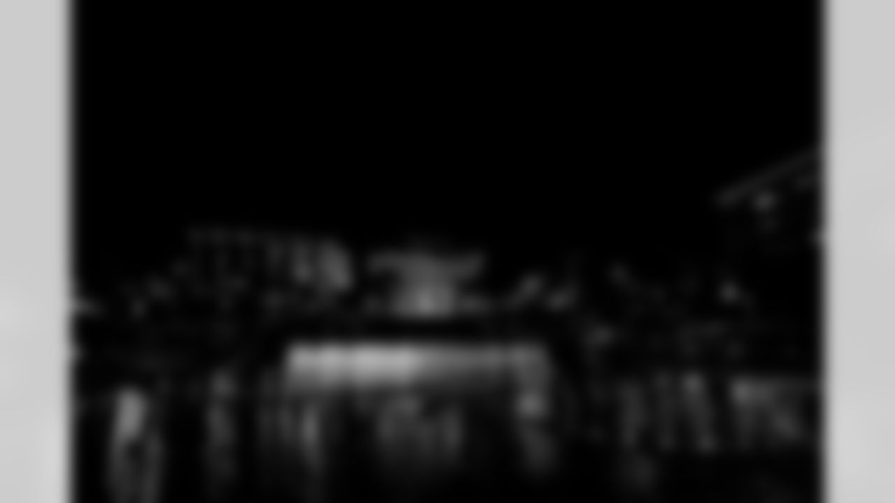 Grand Park is lit up for the Los Angeles Chargers on Thursday, January 8, 2026 in Los Angeles, CA.