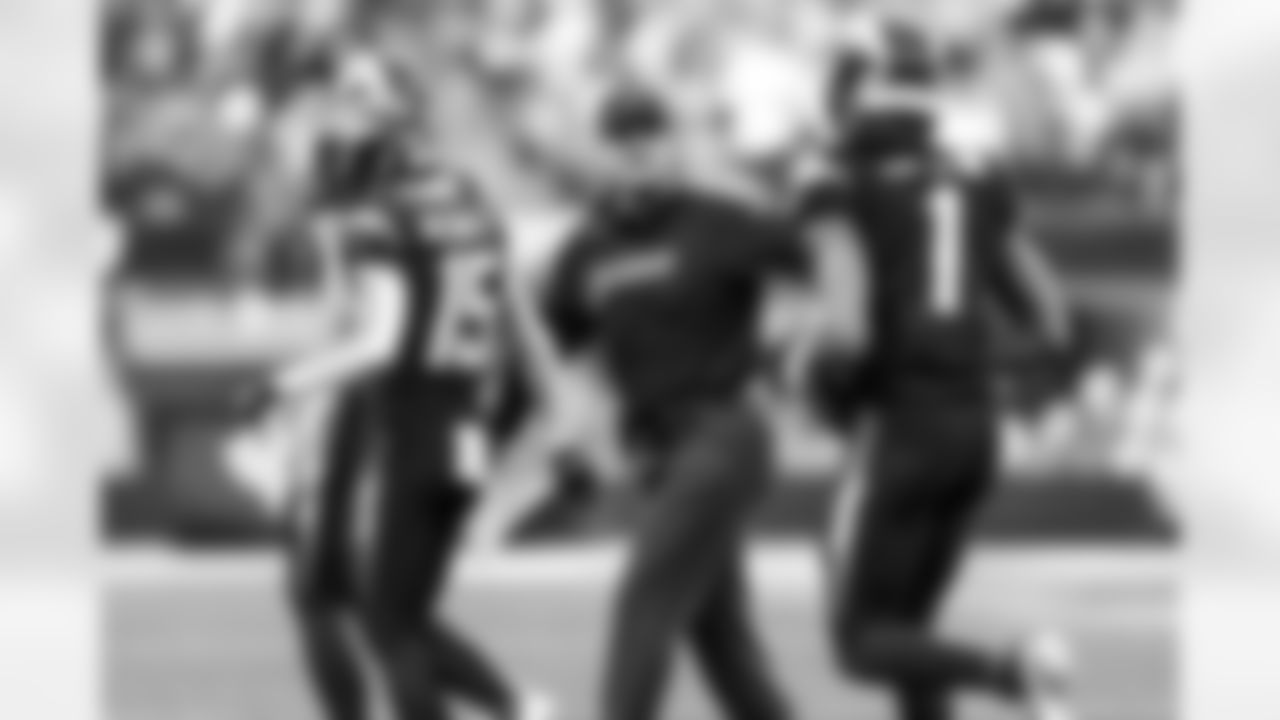 Head Coach Jim Harbaugh and WR Quentin Johnston (1)