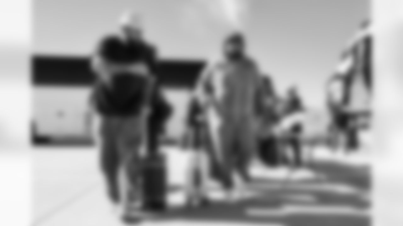 Los Angeles Chargers TE Tyler Conklin (83) and DL Kyle Peko (95) travels to New England on Friday, Jan. 9, 2025 for the Wild Card matchup against the New England Patriots.