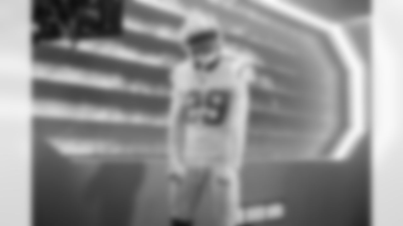 Los Angeles Chargers players pose for photos at the team's annual Media Day on Monday, June 9, 2025 at The Bolt in El Segundo, CA.