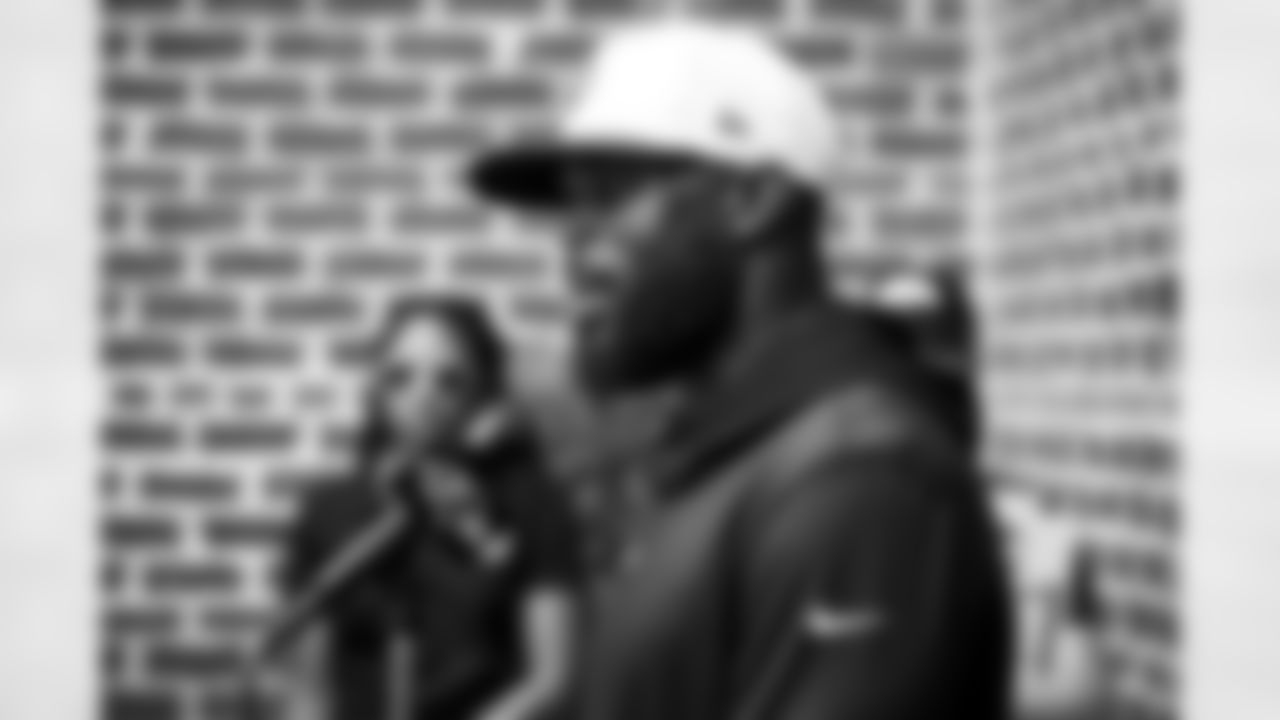 Baltimore Ravens defensive coordinator Zach Orr talks to the media after practice at the team's NFL football training camp, Saturday, July 26, 2025, in Owings Mills, Md. (AP Photo/Nick Wass)