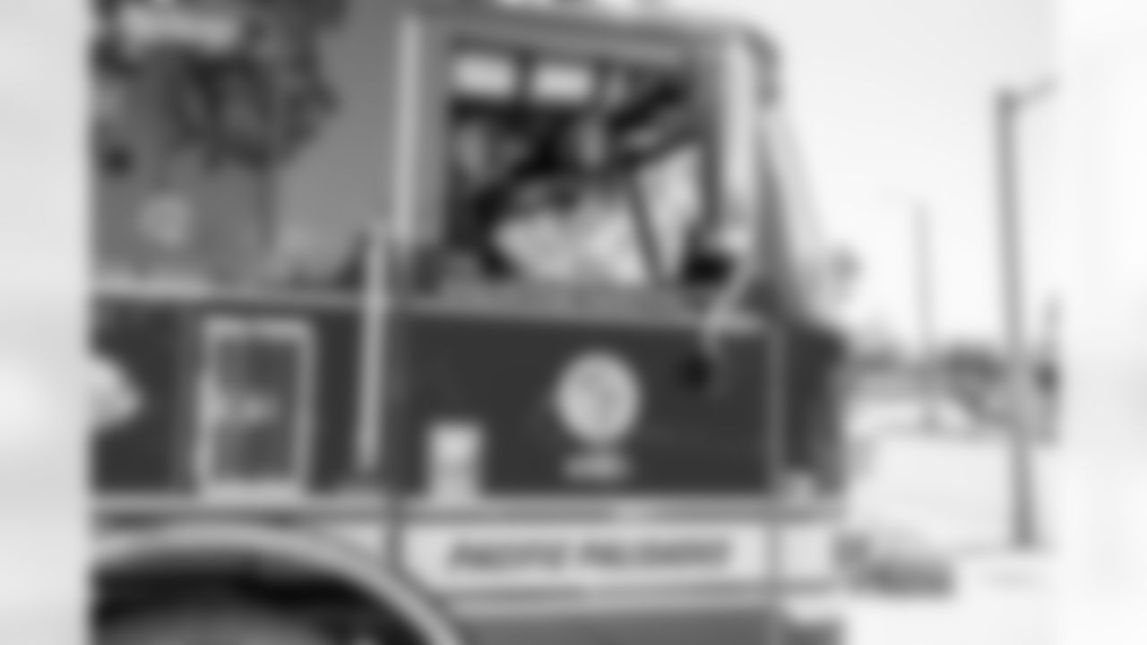 Los Angeles Chargers 2025 first round draft pick Omarion Hampton tours LA on Friday, April 25, 2025 at Los Angeles Fire Department Station 69 in Pacific Palisades, CA.