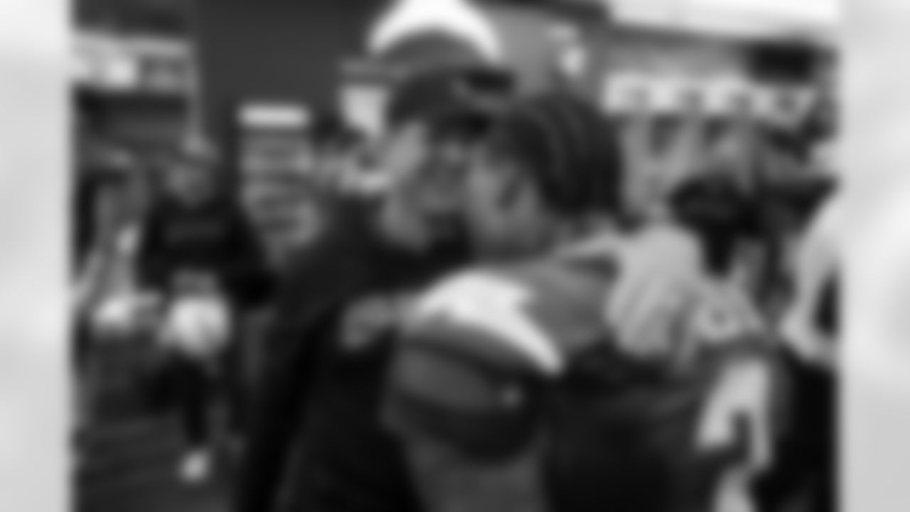 Head Coach Jim Harbaugh and S Derwin James Jr. (3)