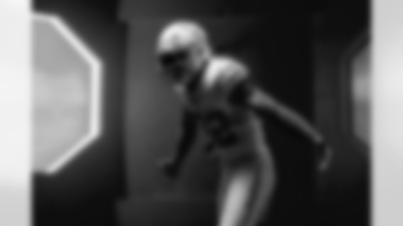 Los Angeles Chargers players pose for photos at the team's annual Media Day on Monday, June 9, 2025 at The Bolt in El Segundo, CA.