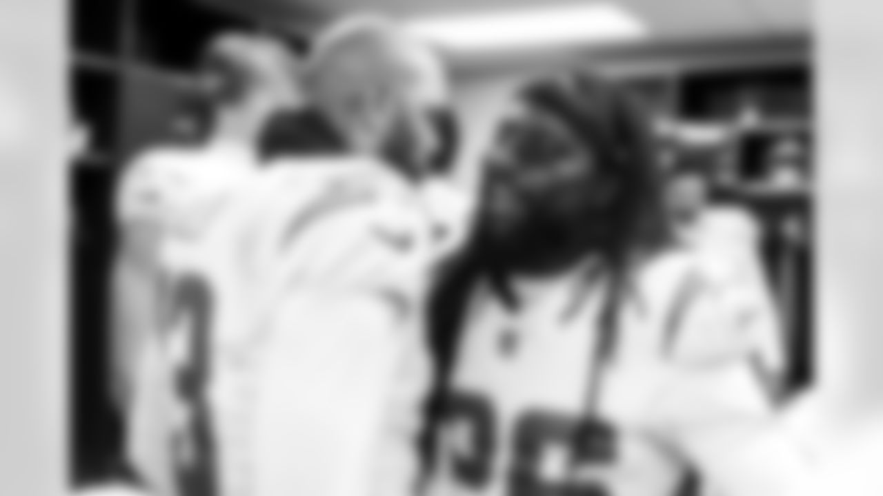 WR Keenan Allen (13) and CB Donte Jackson (26)