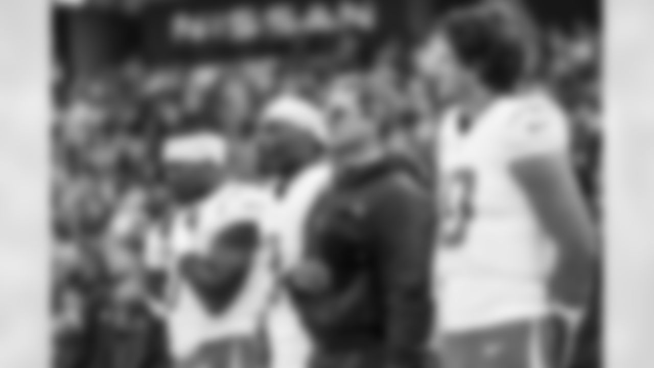 S Derwin James Jr. (3), Head Coach Jim Harbaugh and QB Justin Herbert (10)