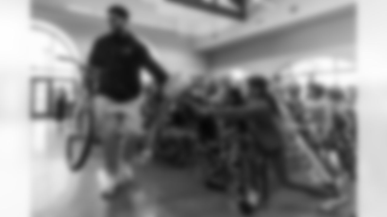 The Los Angeles Chargers host their annual Bikes for Kids event on Monday, December 15, 2025 at Washington Washington Elementary School in Pasadena, CA.