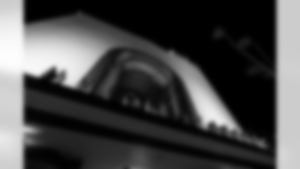 Union Station is lit up for the Los Angeles Chargers on Thursday, January 8, 2026 in Los Angeles, CA.