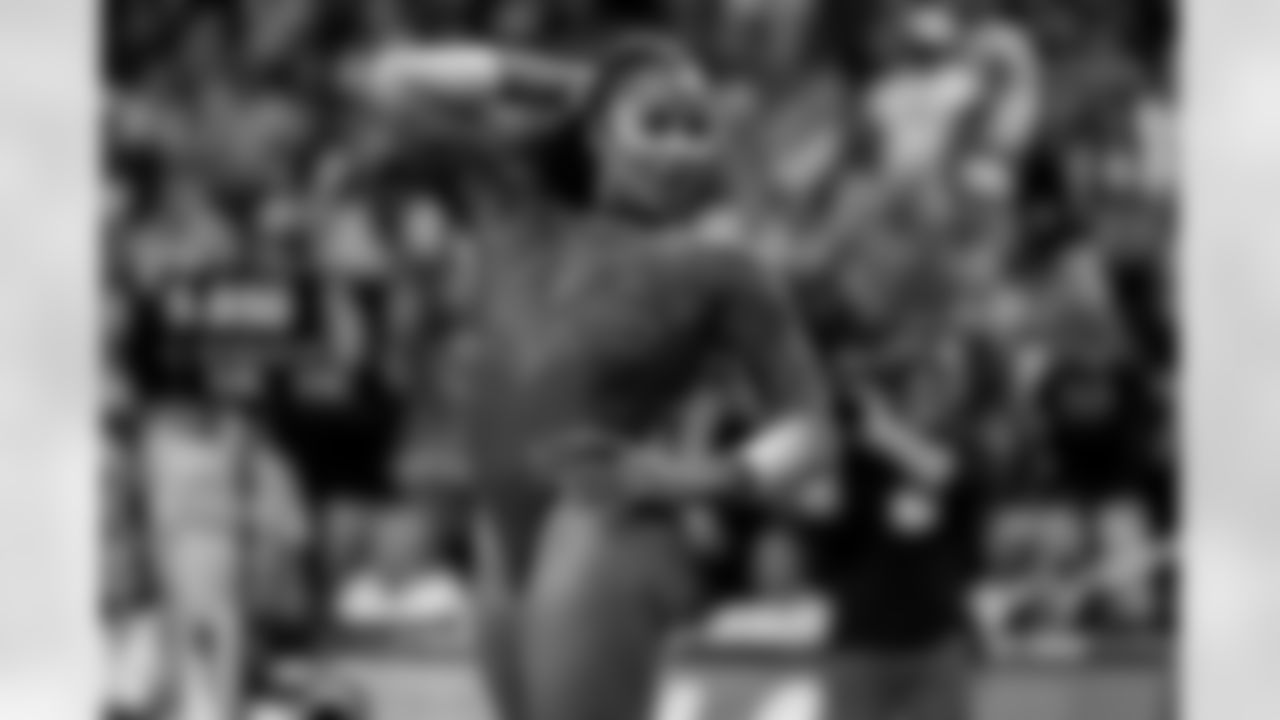 Los Angeles Chargers players attend the UCLA women's gymnastics meet on Sunday, March 9, 2025 at Pauley Pavilion in Los Angeles, CA.