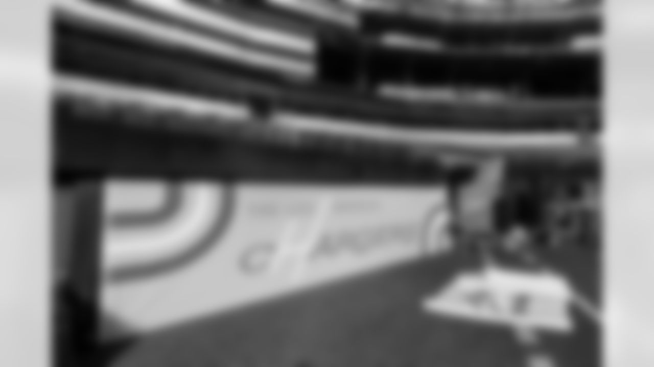 SoFi Stadium is photographed as it is converted to the 2025 Charger Power look on Friday, October 17, 2025 at SoFi Stadium in Inglewood, CA.
