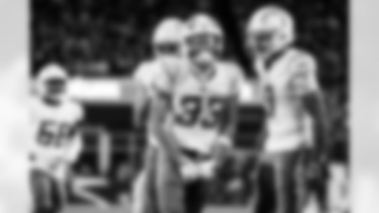 DB Deane Leonard (33) and WR Tre Harris (9)