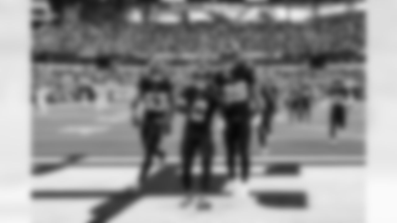 LB Del'Shawn Phillips (53), DB Elijah Molden (2) and CB Tarheeb Still (29)