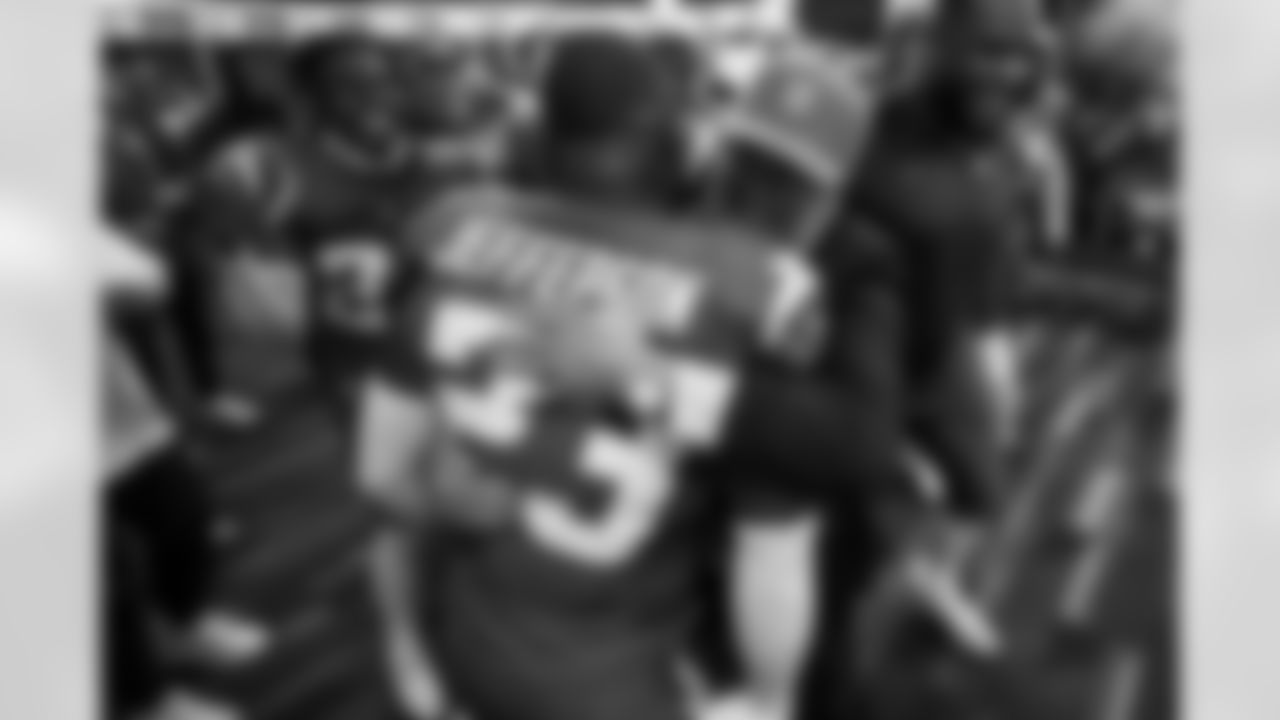 S Tony Jefferson (23) and General Manager Joe Hortiz