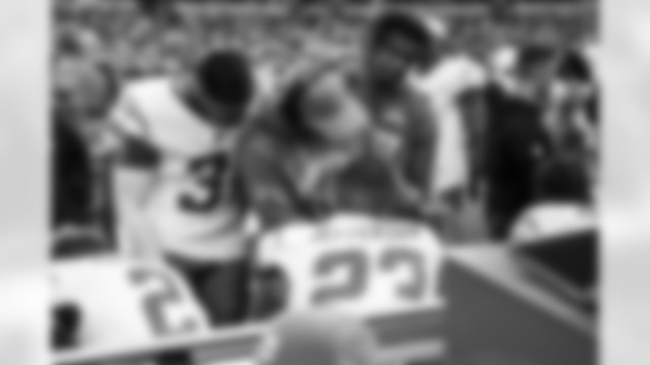 Defensive Coordinator Jesse Minter, S Marcus Williams (31), S Tony Jefferson (23) and S RJ Mickens (27)