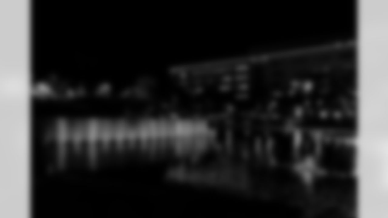 Grand Park is lit up for the Los Angeles Chargers on Wednesday, January 7, 2026 in Los Angeles, CA.