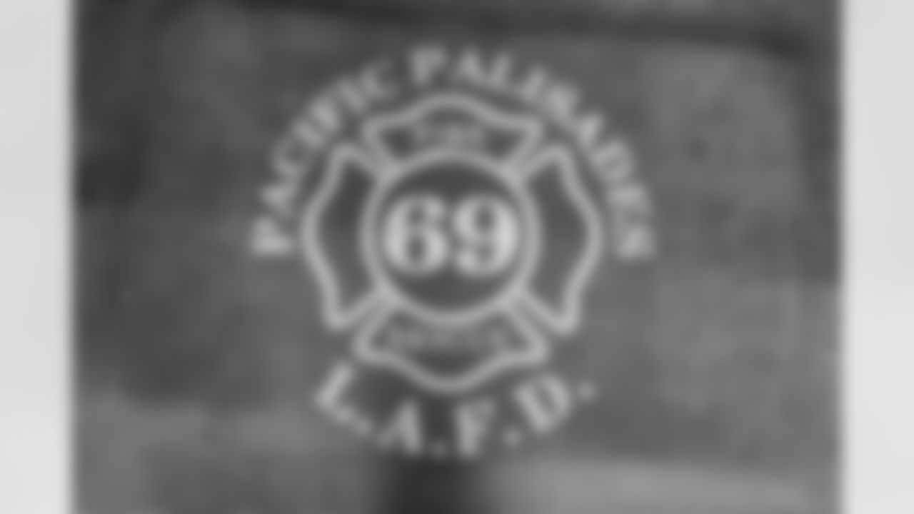 Los Angeles Chargers 2025 first round draft pick Omarion Hampton tours LA on Friday, April 25, 2025 at Los Angeles Fire Department Station 69 in Pacific Palisades, CA.