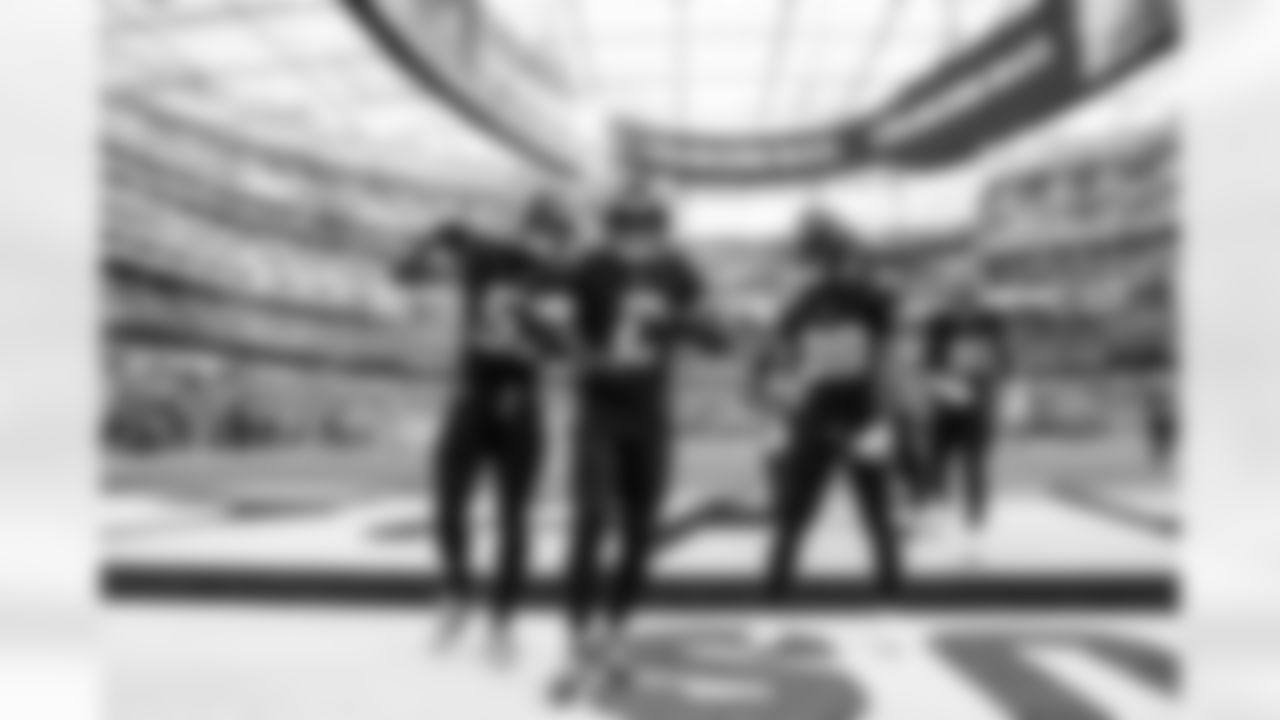 LB Del'Shawn Phillips (53), DB Elijah Molden (2) and CB Tarheeb Still (29)