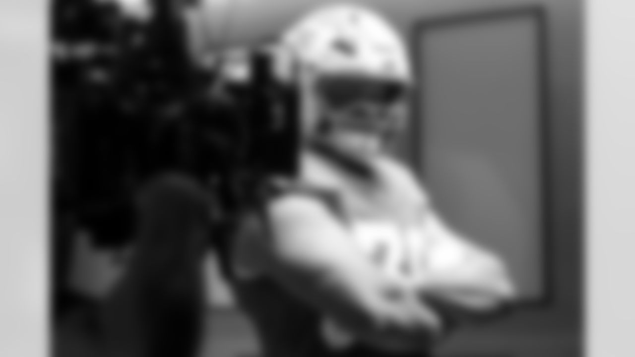 Los Angeles Chargers players pose for photos at the team's annual Media Day on Monday, June 9, 2025 at The Bolt in El Segundo, CA.