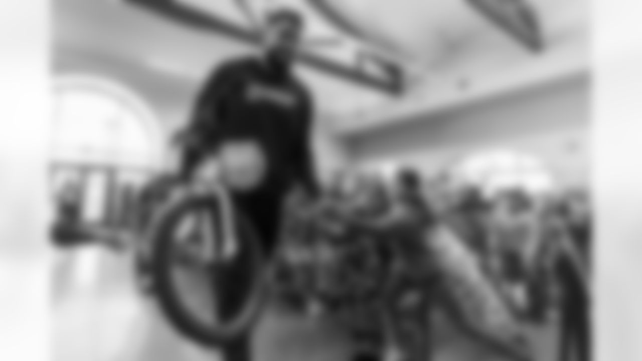 The Los Angeles Chargers host their annual Bikes for Kids event on Monday, December 15, 2025 at Washington Washington Elementary School in Pasadena, CA.