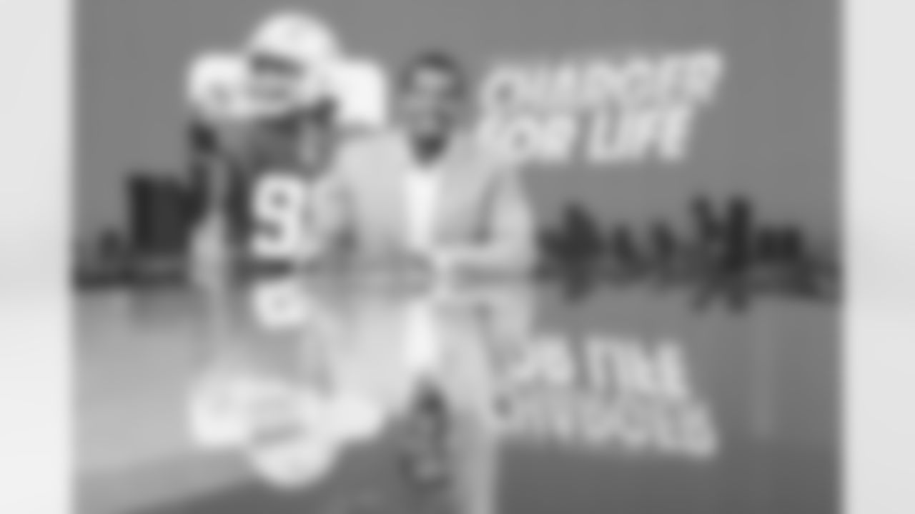 Former Los Angeles Charger Isaac Rochell retires a 'Charger for Life" on Friday, July 25, 2025 at The Bolt in El Segundo, CA.