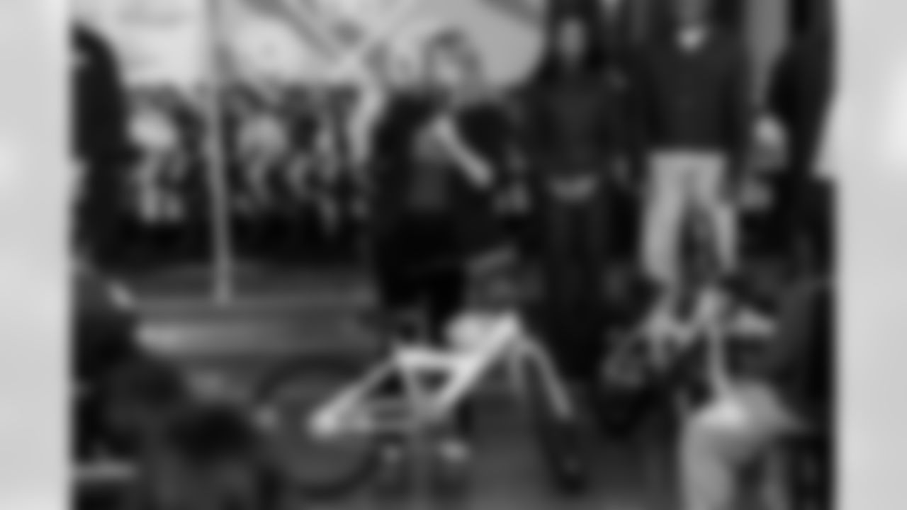 The Los Angeles Chargers host their annual Bikes for Kids event on Monday, December 15, 2025 at Washington Washington Elementary School in Pasadena, CA.