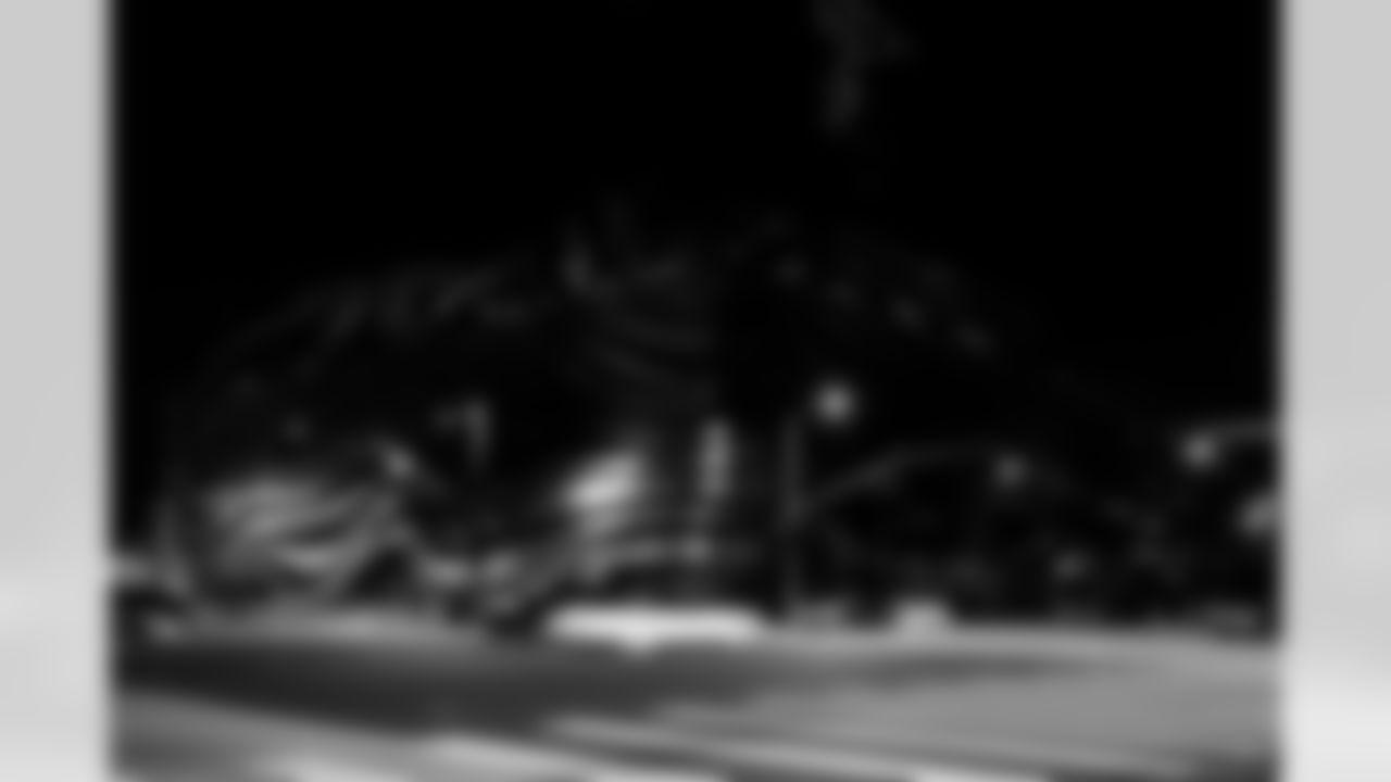 Petersen Automotive Museum is lit up for the Los Angeles Chargers on Thursday, January 8, 2026 in Los Angeles, CA.