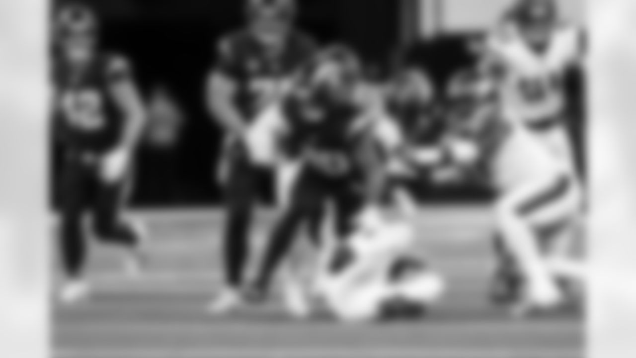 C Bradley Bozeman (75) and RB Kimani Vidal (30)