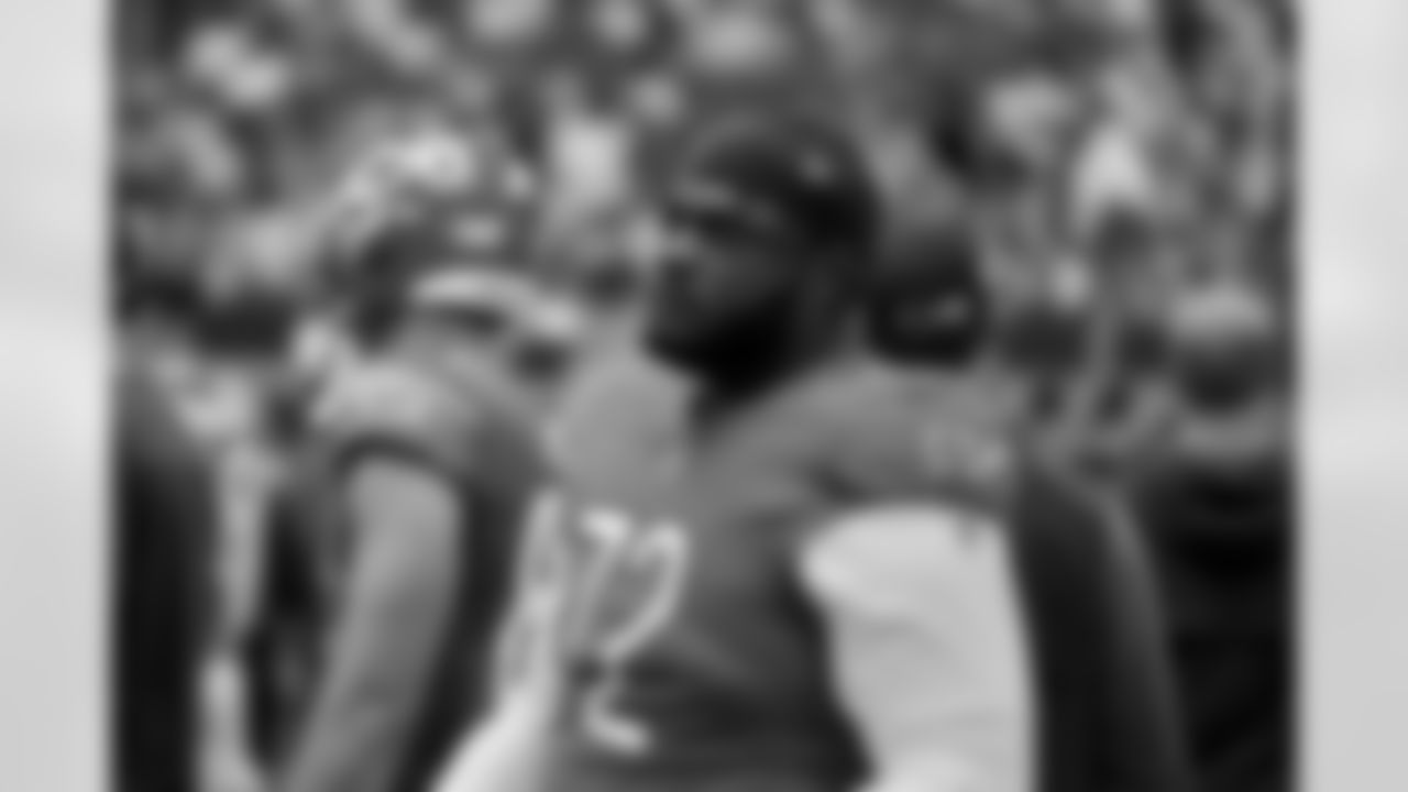 Chicago Bears offensive tackle Alex Leatherwood (72) walks on the sideline during an NFL Football game in Arlington, Texas, Saturday, Oct. 30, 2022. (AP Photo/Michael Ainsworth)