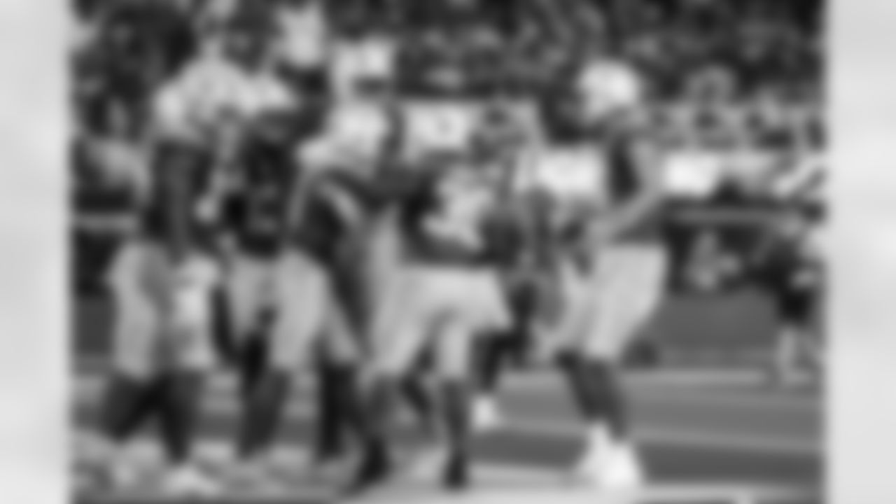 TE Oronde Gadsden (86), WR Ladd McConkey (15) and RB Kimani Vidal (30)