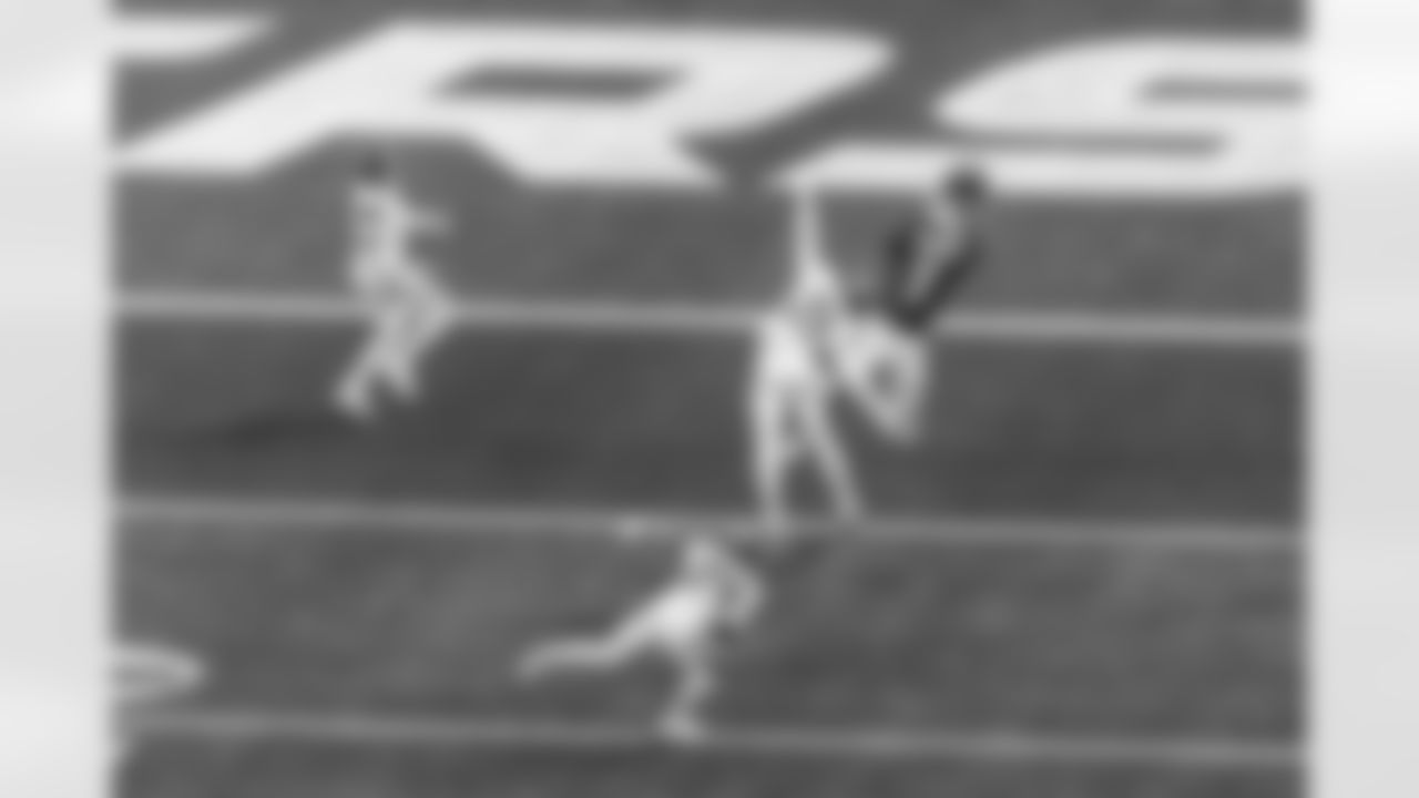 Full Extension - Another highlight play against a division foe, this one from an elevated angle on level 8 at SoFi Stadium. We usually stay in front of the offense, but shooting the reverse angle got Quentin Johnston's face as he snagged it over the outstretched arm of Riley Moss to get the Chargers near the goal line. Shooting from elevation always gives a unique look to a play.