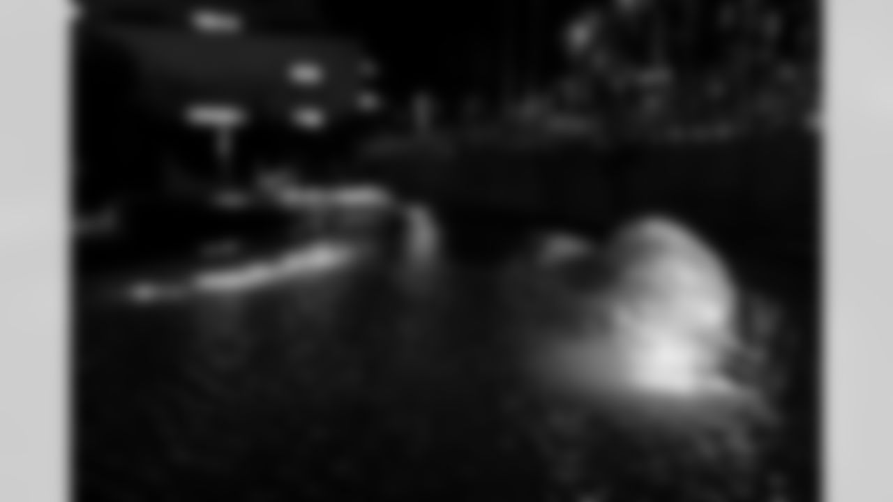 Grand Park is lit up for the Los Angeles Chargers on Thursday, January 8, 2026 in Los Angeles, CA.