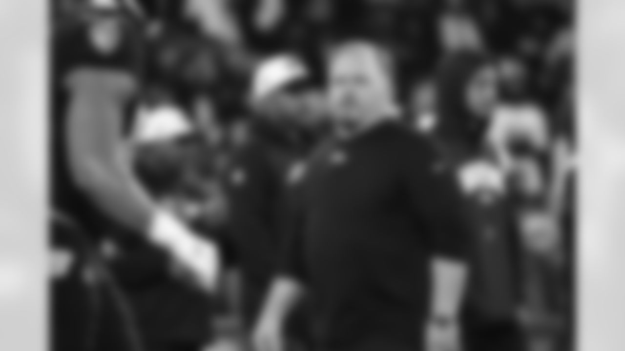 Baltimore Ravens offensive coordinator Greg Roman looks on during pre-game warm-ups before of the NFL football game against the Pittsburgh Steelers, Sunday, Jan. 1, 2023, in Baltimore. (AP Photo/Terrance Williams)