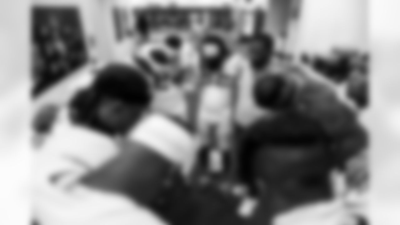 CB Benjamin St-Juste (24), CB Donte Jackson (26), Defensive Backs Coach Steve Clinkscale and CB Tarheeb Still (29)