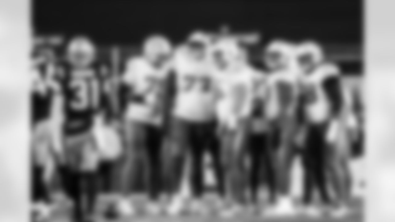 T Trey Pipkins III (79), G Mekhi Becton (73), C Bradley Bozeman (75), G Zion Johnson (77) and OL Jamaree Salyer (68)