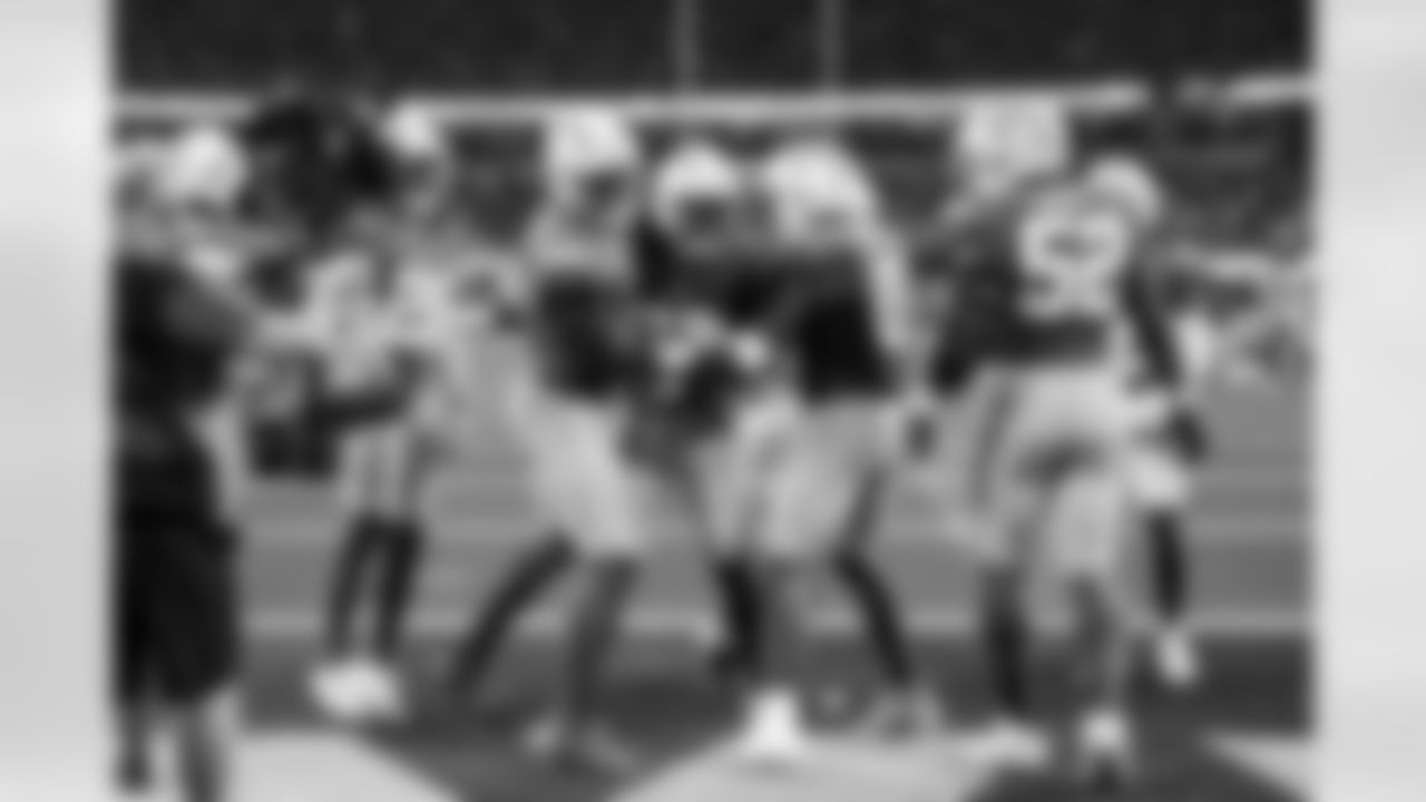 S Derwin James Jr. (3), LB Daiyan Henley (0) and S RJ Mickens (27)